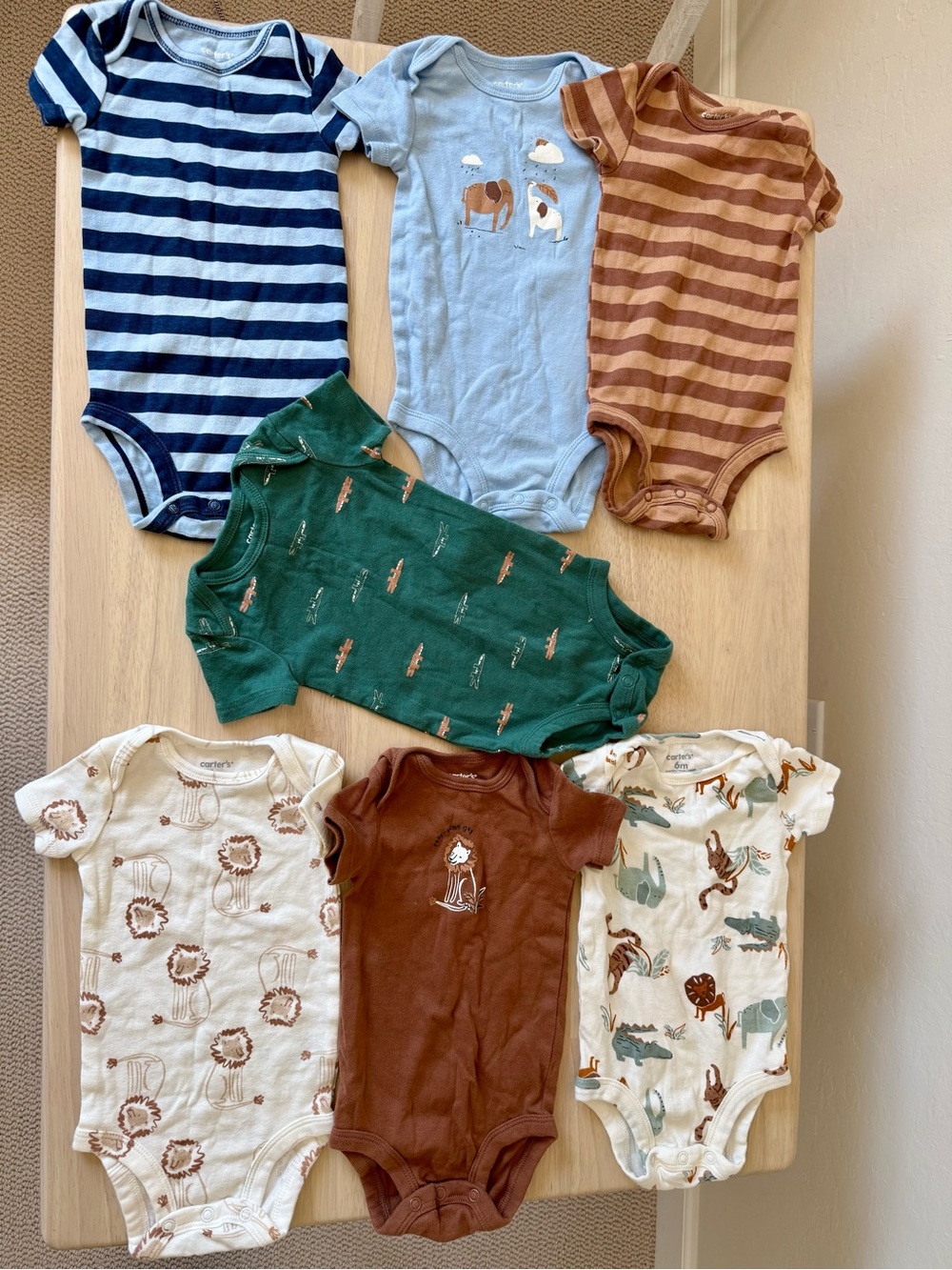 Carter's Baby 7-Pack Short-Sleeve Bodysuits. Size 6 months